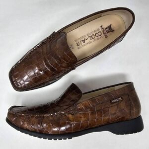 MEPHISTO COOL-AIR BROWN CROC PRINT PATENT LOAFER WOMENS SIZE 7.5 US